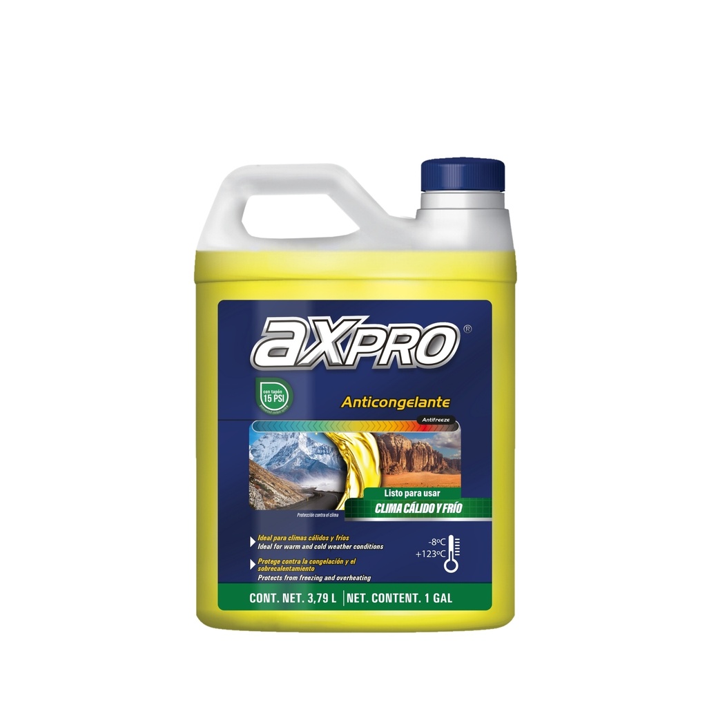 AXP-ALUS-3.7L — Refrigerante y anticongelante clima cálido y frío -8°C a + 123°C