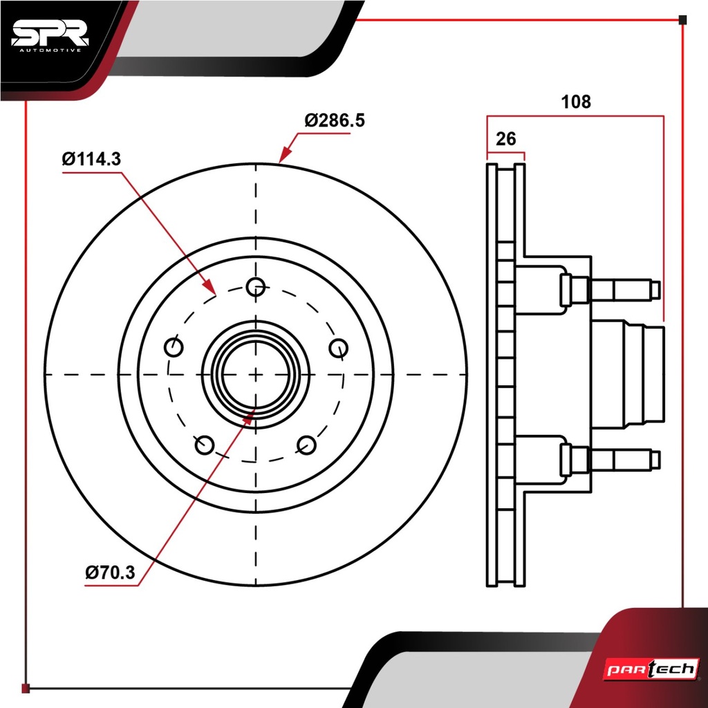 PA-DP-54104 — DISCO DEL. FORD RANGER L4 2.3L GAS 2001-2012 (VENTILADO)