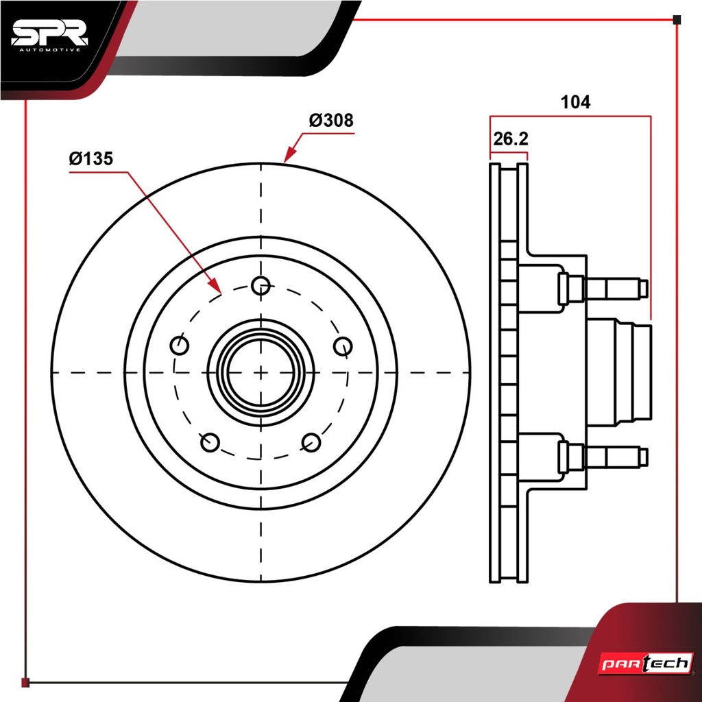 PA-DP-54068 — DISCO DEL. FORD LOBO V6 4.6L GAS 1997-2002 (VENTILADO)