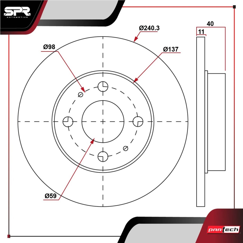 PA-DP-07003 — DISCO TRAS. DODGE VISION L4 1.6L GAS 2015-2018 (SOLIDO)