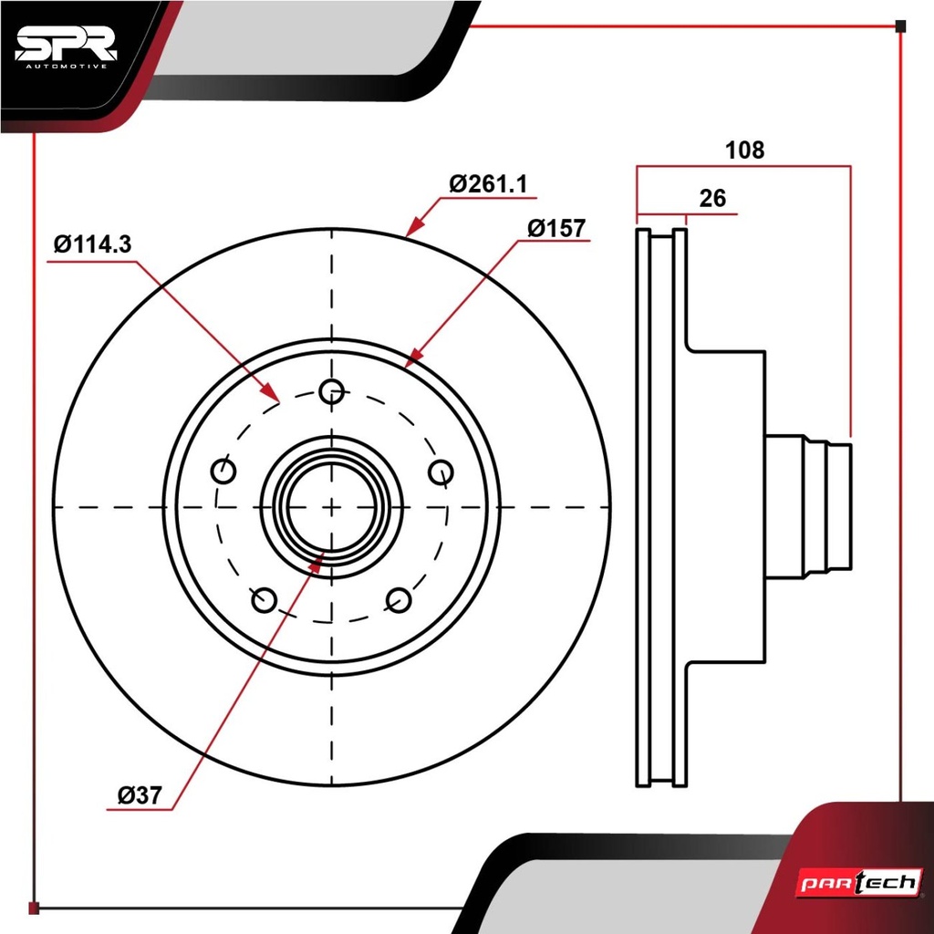 PA-DP-08092 — DISCO DEL. MAZDA B2300 L4 2.3L GAS 1995-2010 (VENTILADO)