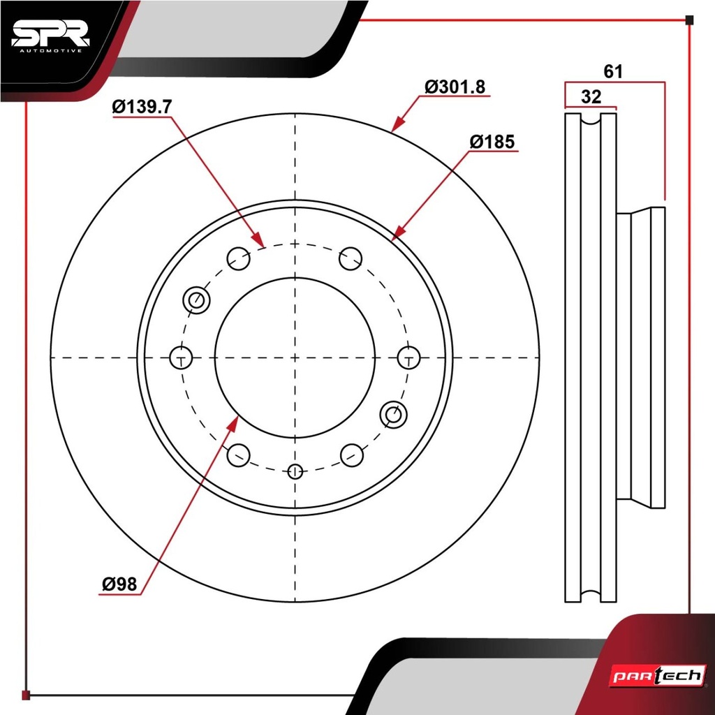 DISCO DEL. FORD RANGER 2.2L GAS 2016-2022