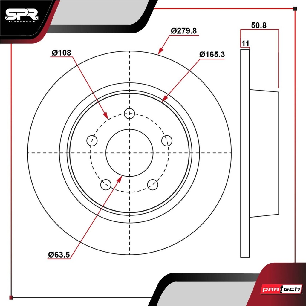 PA-DP-08167 — DISCO TRAS. FORD ESCAPE L4 2.5L GAS 2013-2019 (SOLIDO)