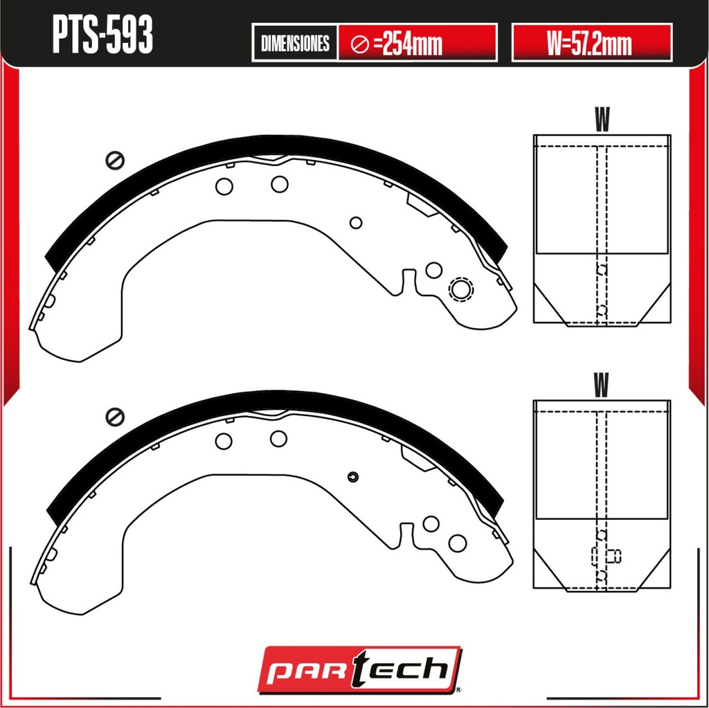 PA-PTS-593 — Juego de Balatas de Tambor PARTECH