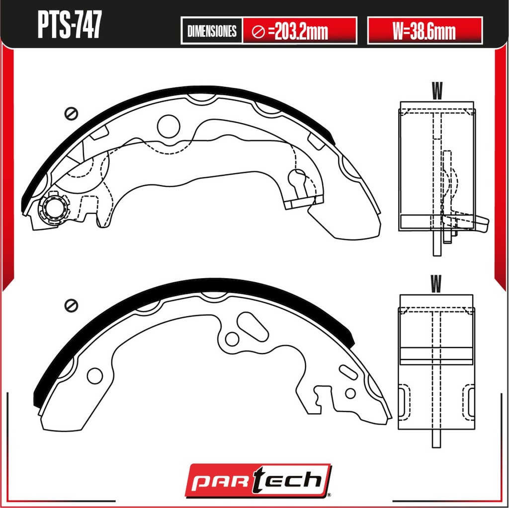 PA-PTS-747 — Juego de Balatas de Tambor PARTECH