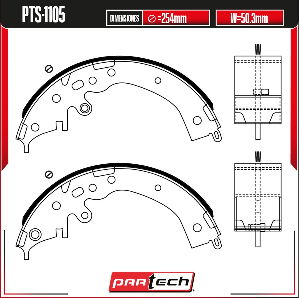 PA-PTS-1105 — Juego de Balatas de Tambor PARTECH