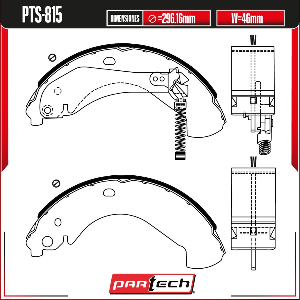 PA-PTS-815 — Juego de Balatas de Tambor PARTECH