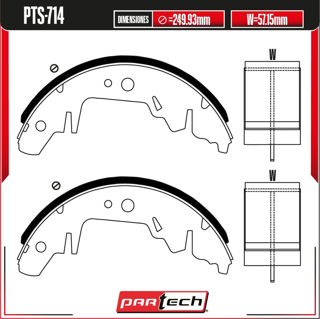 PA-PTS-714 — Juego de Balatas de Tambor PARTECH