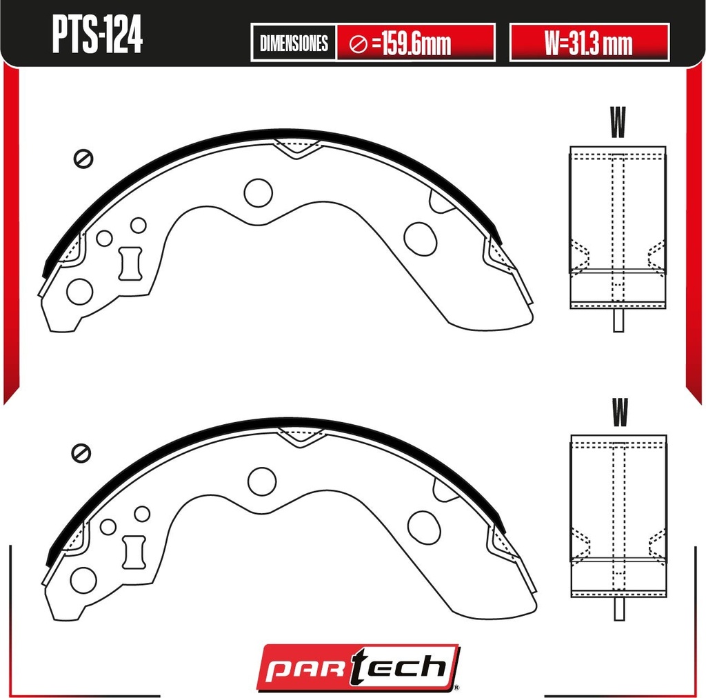 PA-PTS-124 — BALATAS DE TAMBOR TRAS. SUZUKI IGNIS L4 1.2 GAS 2017-2023