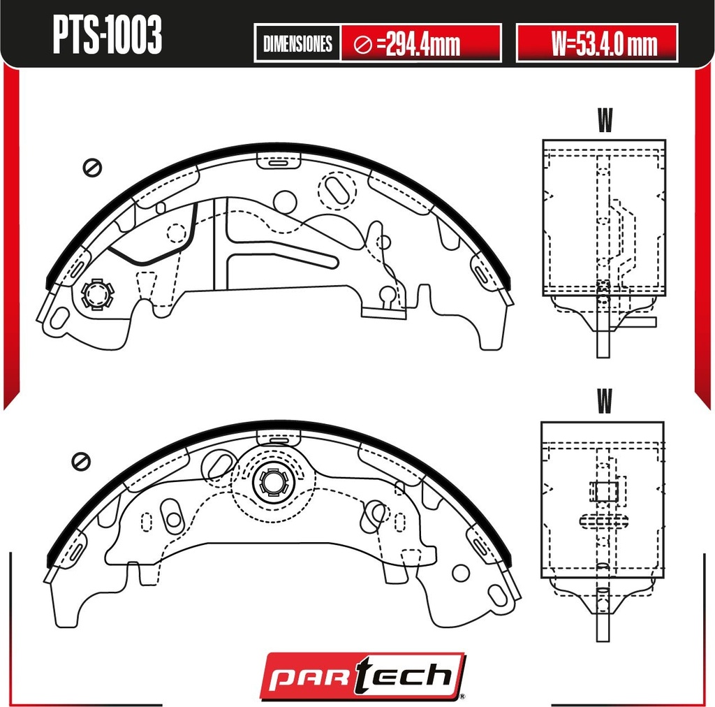 BALATAS DE TAMBOR TRAS. DODGE H100 L4 2.5 GAS 2009-2010