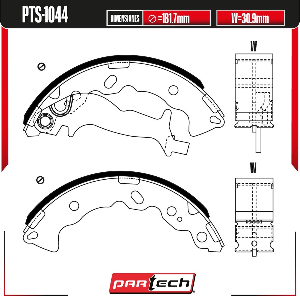 BALATAS DE TAMBOR TRAS. DODGE I10 L4 1.1 GAS 2012-2014