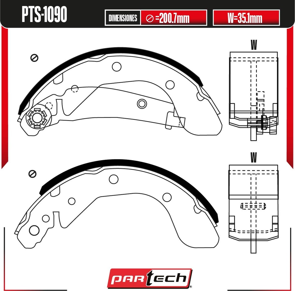 BALATAS DE TAMBOR TRAS. CHEVROLET AVEO L4 1.5 GAS 2019-2023