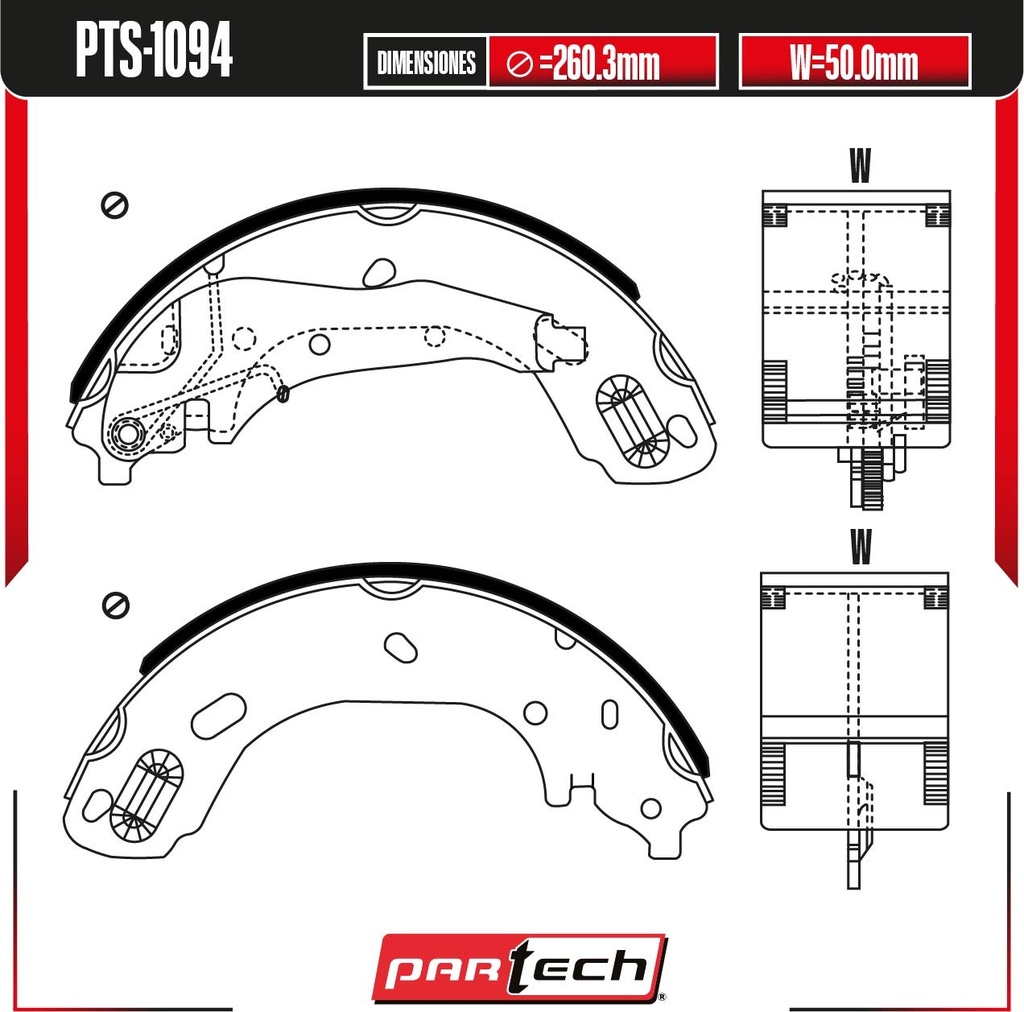 BALATAS DE TAMBOR TRAS. NISSAN NP300 L4 2.5 GAS 2009-2016