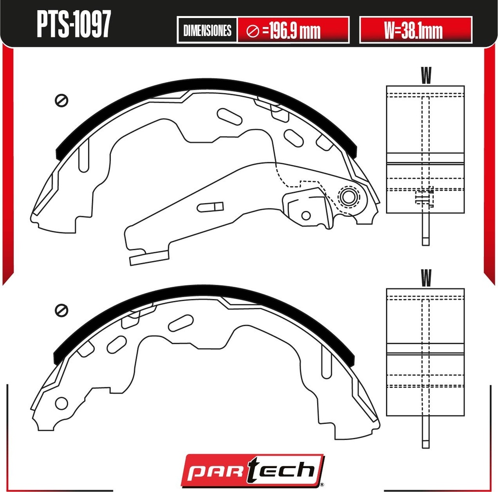 BALATAS DE TAMBOR TRAS. VOLKSWAGEN GOL L4 1.6 GAS 2017-2020