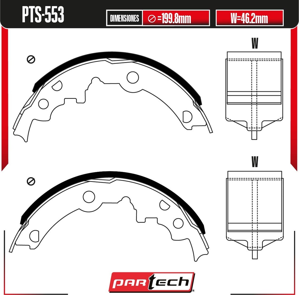BALATAS DE TAMBOR TRAS. CHEVROLET CAVALIER L4 2.2 GAS 1990-2002