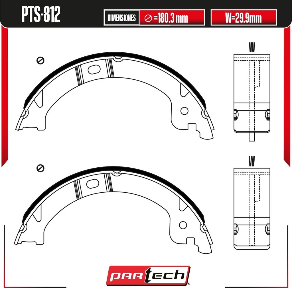 BALATAS DE TAMBOR TRAS. DODGE CARAVAN L4 2.4 GAS 2001-2007