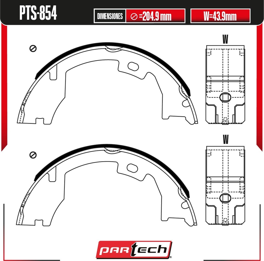 BALATAS DE TAMBOR TRAS. RAM 1500 V8 5.7 GAS 2012-2014