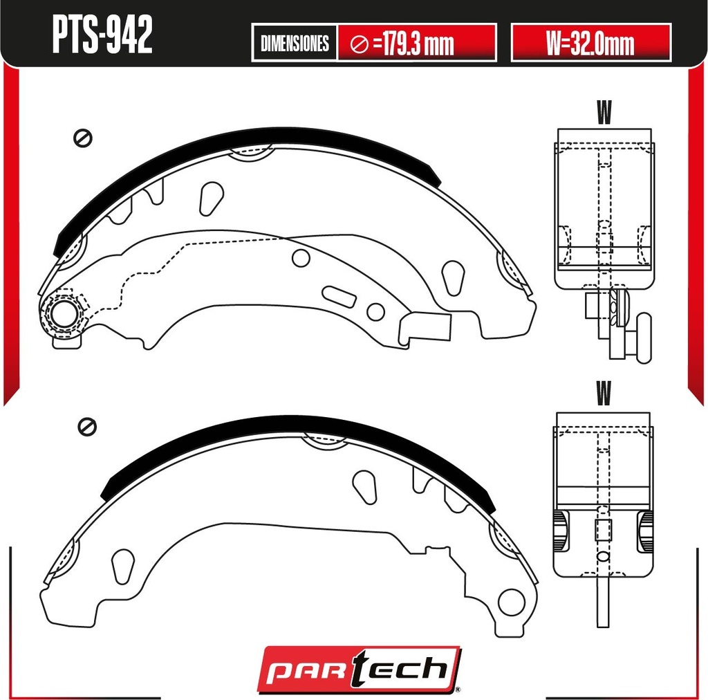 BALATAS DE TAMBOR TRAS. PEUGEOT 206 L4 1.6 GAS 2005-2005