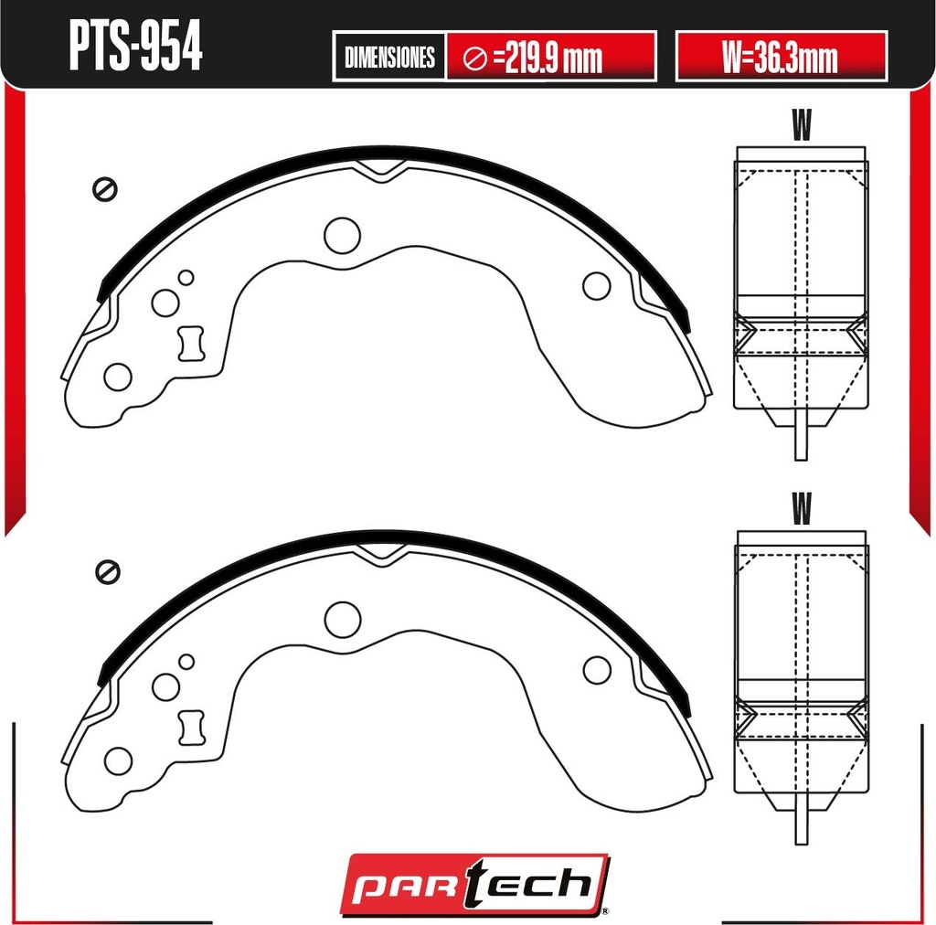 PA-PTS-954 — BALATAS DE TAMBOR TRAS. SUZUKI SX4 L4 2.0 GAS 2007-2012