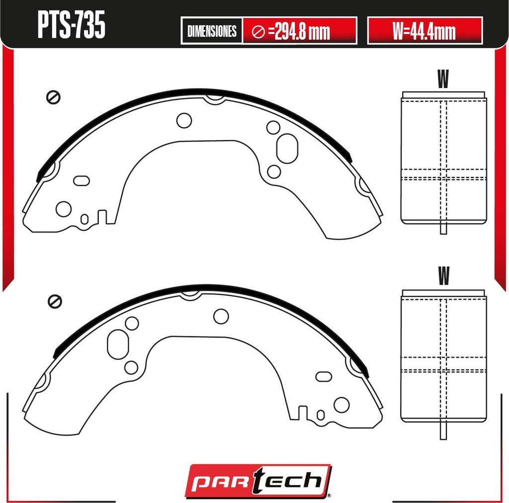 BALATAS DE TAMBOR TRAS. HONDA PASSPORT V6 3.2 GAS 2000-2002