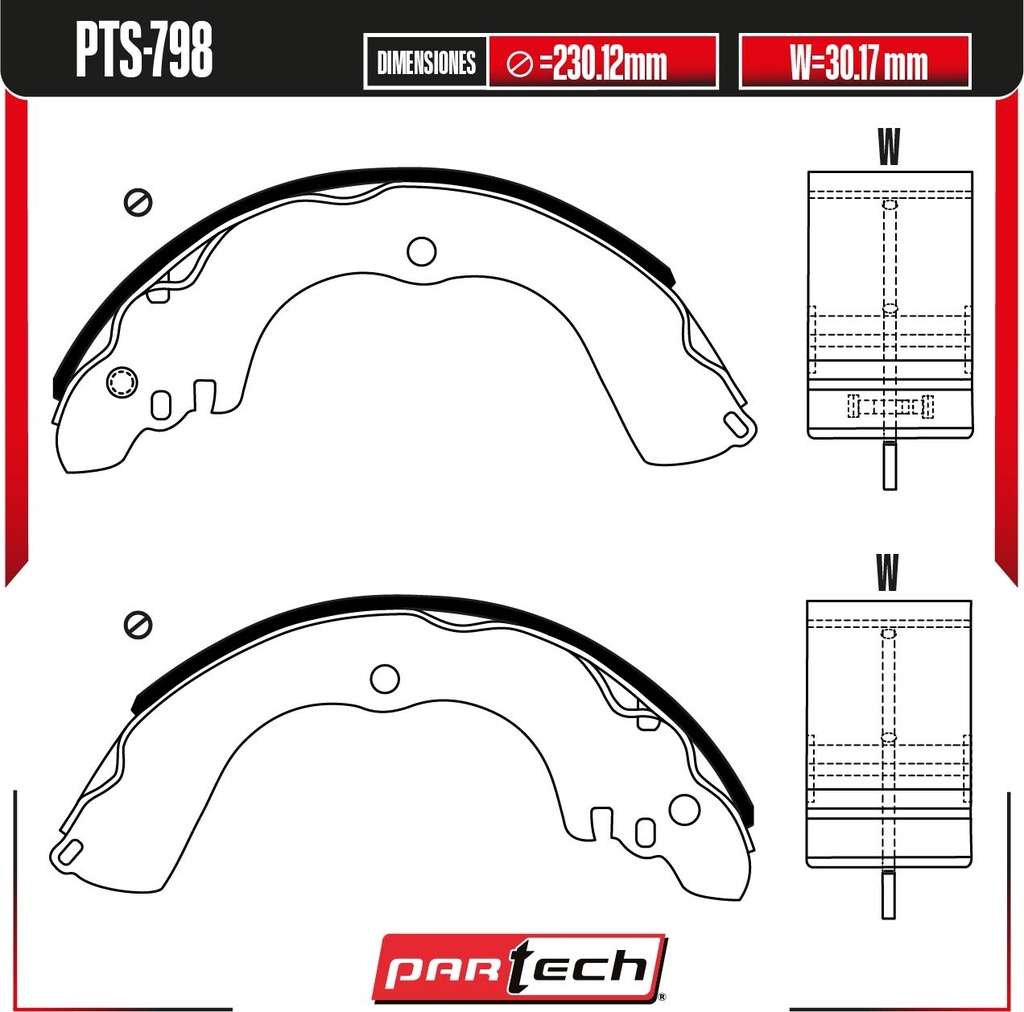 BALATAS DE TAMBOR TRAS. MITSUBISHI OUTLANDER L4 2.4 GAS 2003-2004