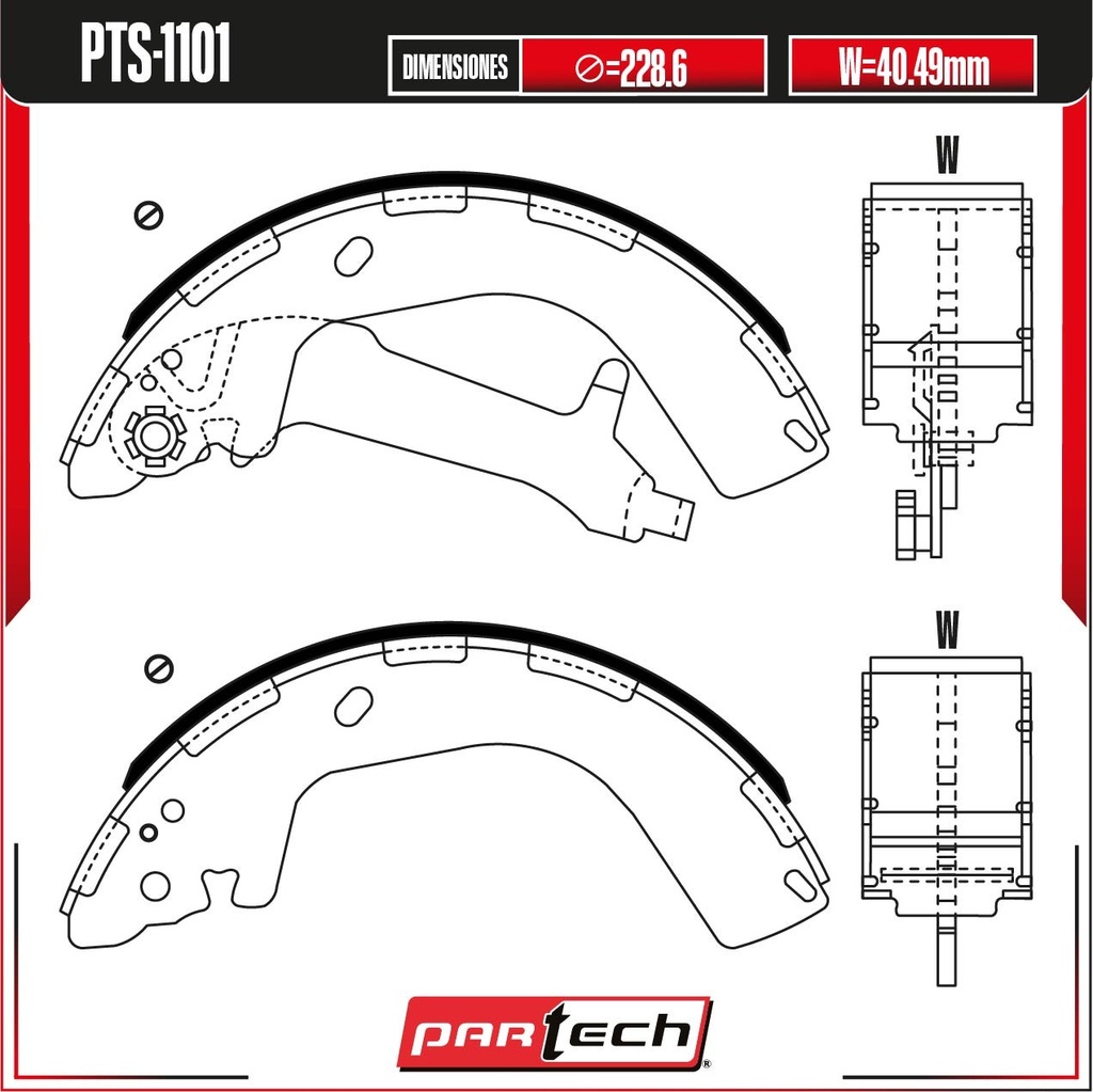 BALATAS DE TAMBOR TRAS. SUZUKI CIAZ L4 1.4L GAS 2016-2020