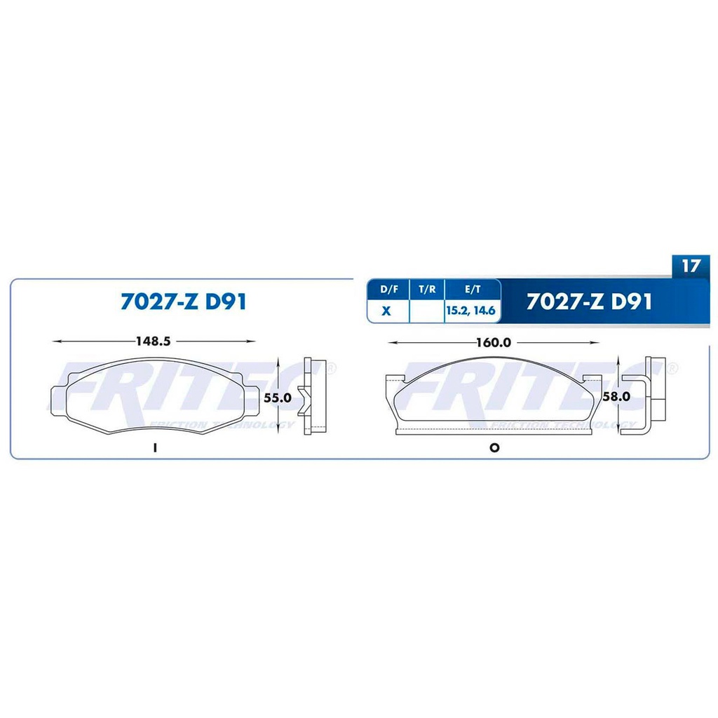 Pastilla para freno de disco Fritec. Formula Semimetallic Azul. Delantera Fritec M-7027-Z