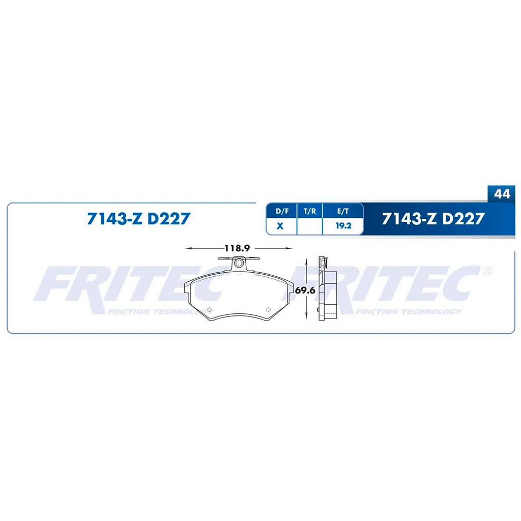 Pastilla para freno de disco Fritec. Formula Semimetallic Azul. Delantera Fritec M-7143-Z