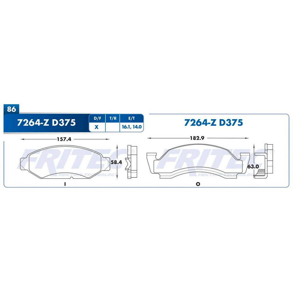 Pastilla para freno de disco Fritec. Formula Semimetallic Azul. Delantera Fritec M-7264-Z