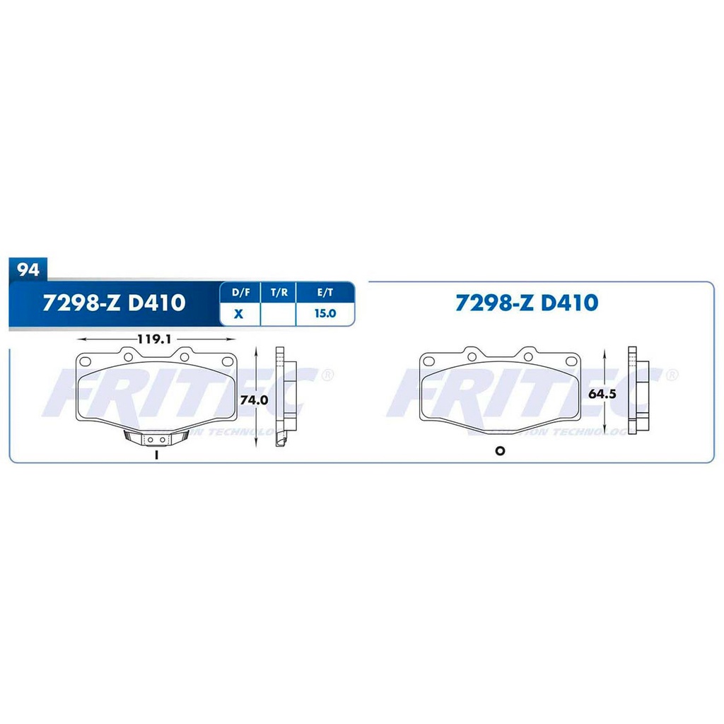 Pastilla para freno de disco Fritec. Formula Semimetallic Azul. Delantera Fritec M-7298-Z