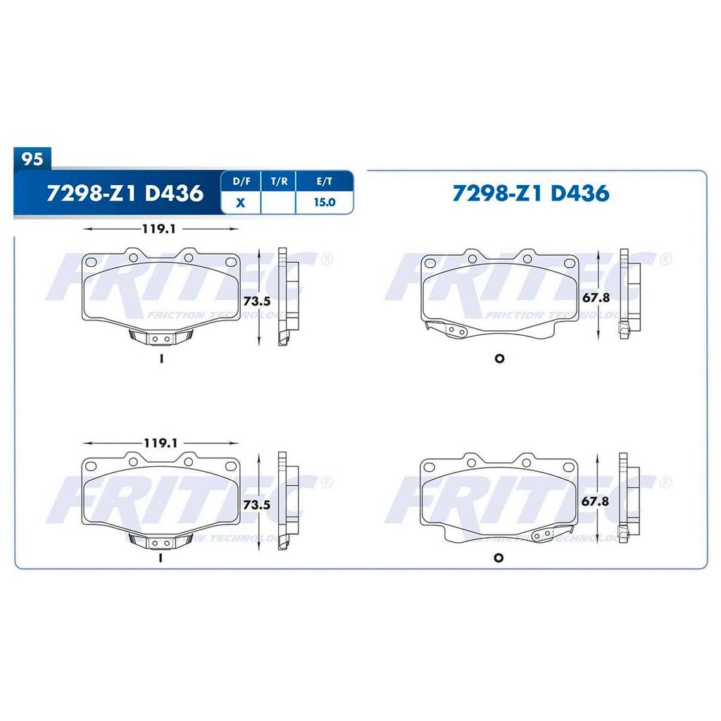 Pastilla para freno de disco Fritec. Formula Semimetallic Azul. Delantera Fritec M-7298-Z1