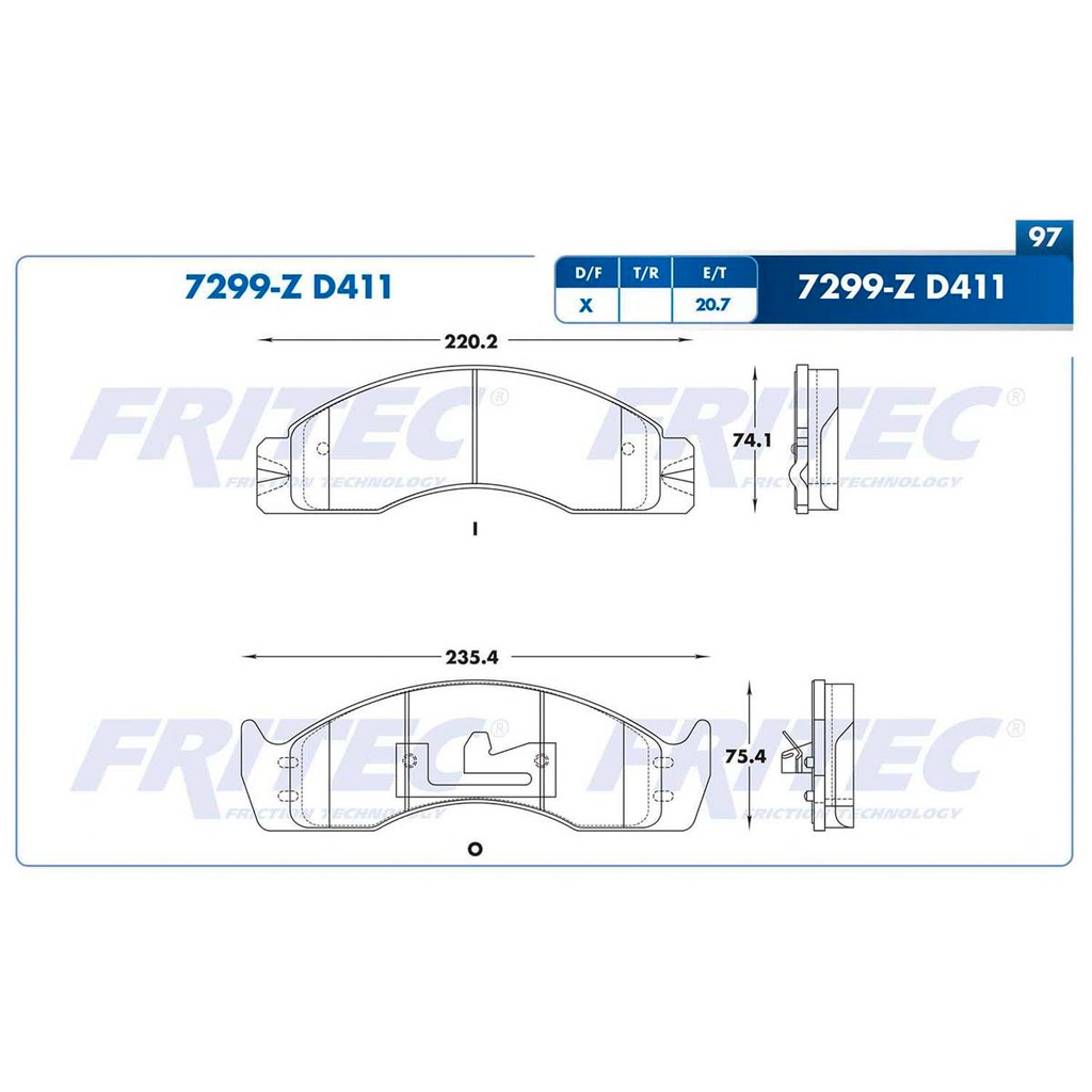 Pastilla para freno de disco Fritec. Formula Semimetallic Azul. Delantera Fritec M-7299-Z