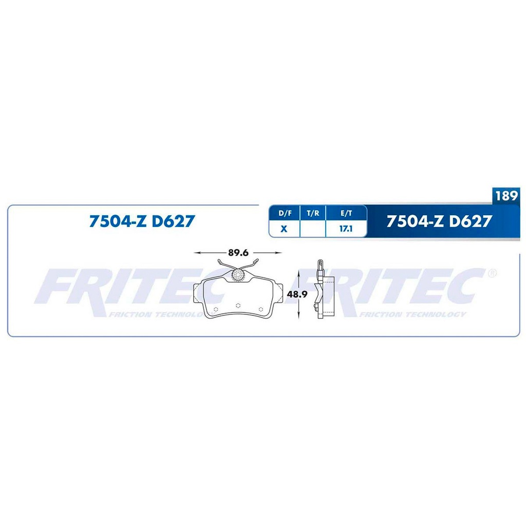 Pastilla para freno de disco Fritec. Formula Semimetallic Azul. Trasera Fritec M-7504-Z