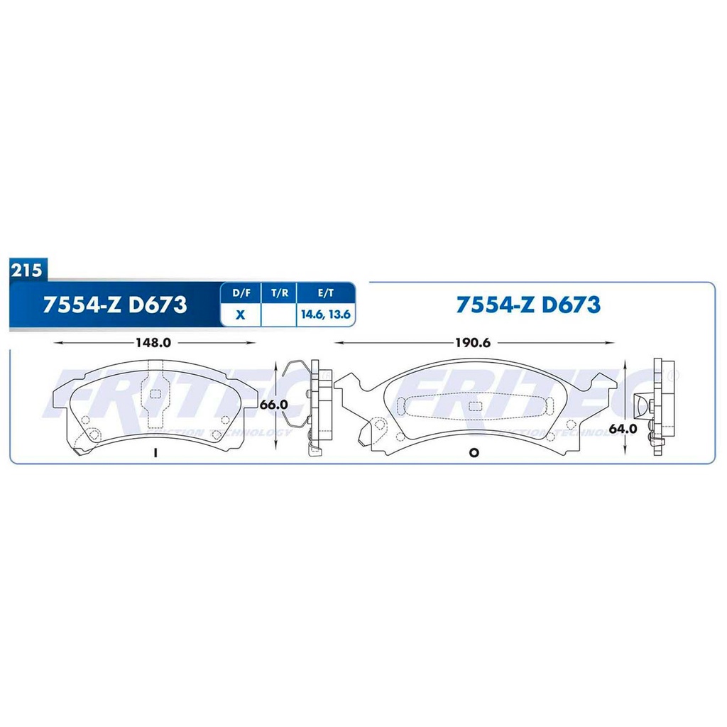 Pastilla para freno de disco Fritec. Formula Semimetallic Azul. Delantera Fritec M-7554-Z