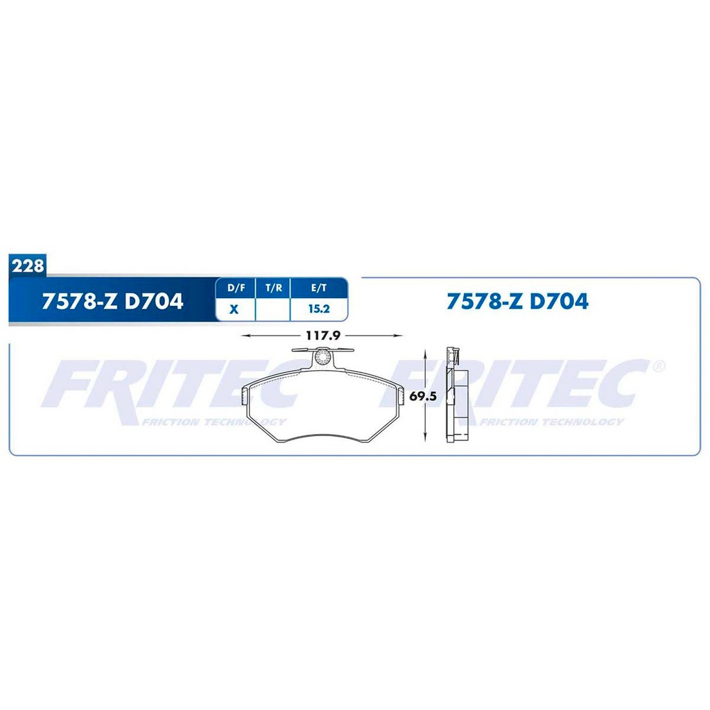 Pastilla para freno de disco Fritec. Formula Semimetallic Azul. Delantera Fritec M-7578-Z