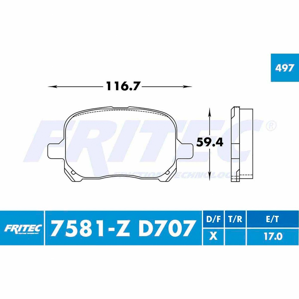 Pastilla para freno de disco Fritec. Formula Semimetallic Azul. Delantera Fritec M-7581-Z