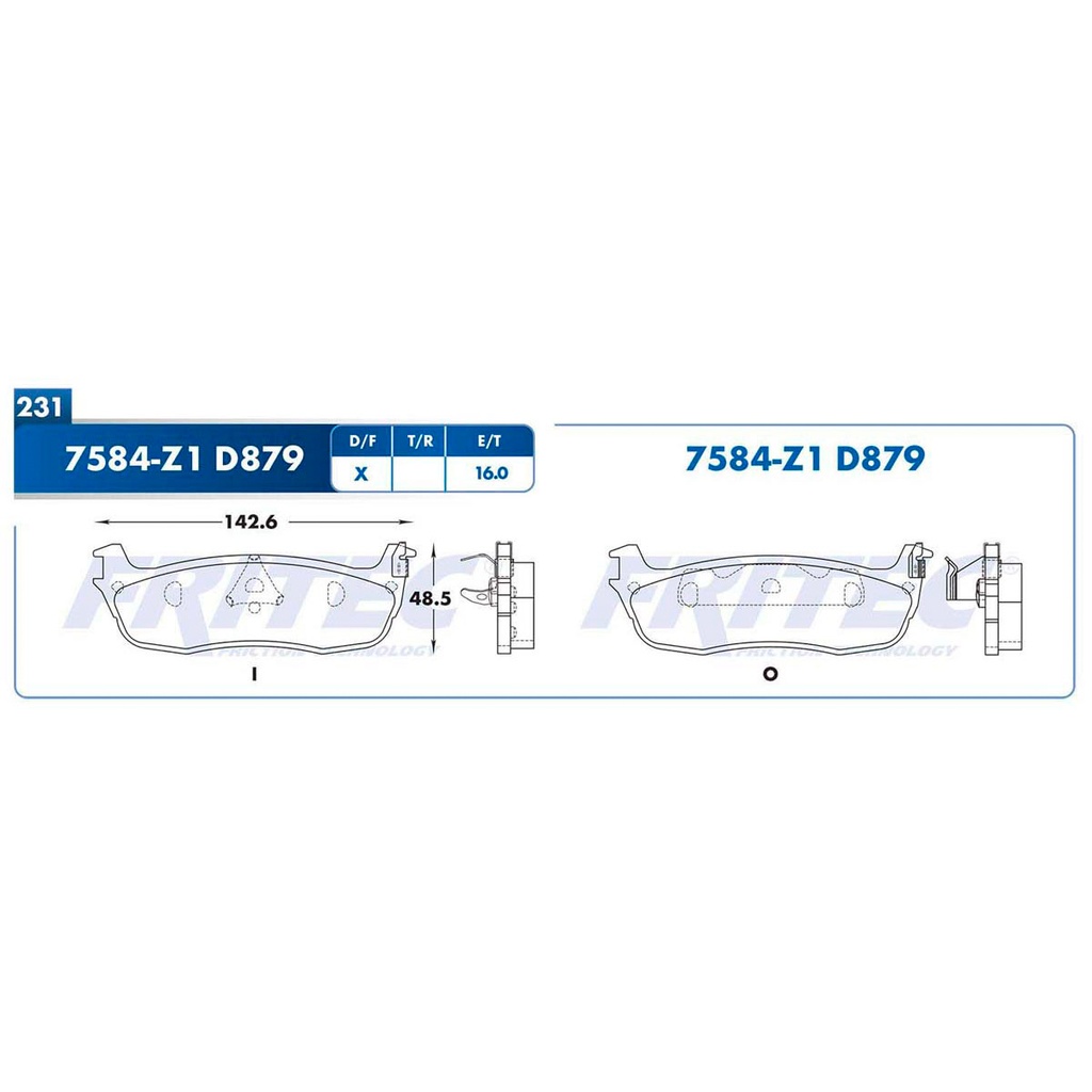 Pastilla para freno de disco Fritec. Formula Semimetallic Azul. Trasera Fritec M-7584-Z1