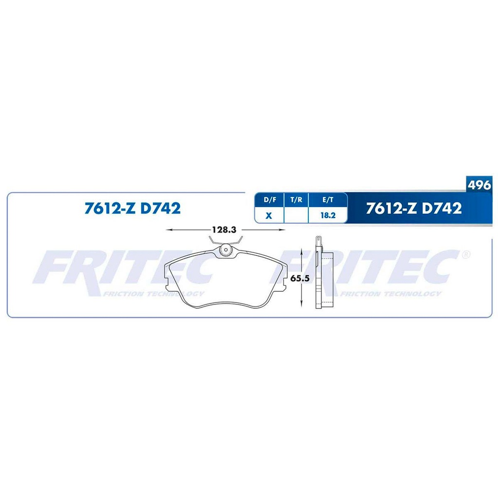 Pastilla para freno de disco Fritec. Formula Semimetallic Azul. Delantera Fritec M-7612-Z