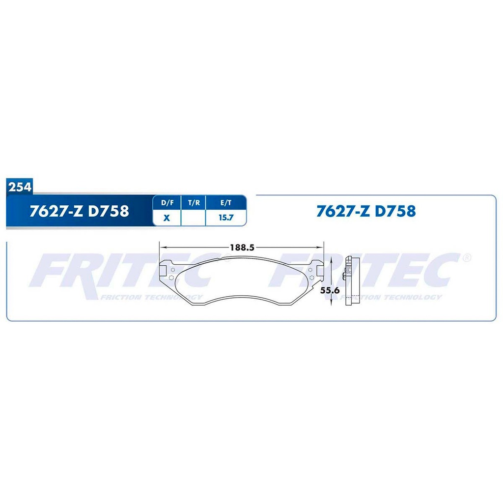Pastilla para freno de disco Fritec. Formula Semimetallic Azul. Delantera Fritec M-7627-Z