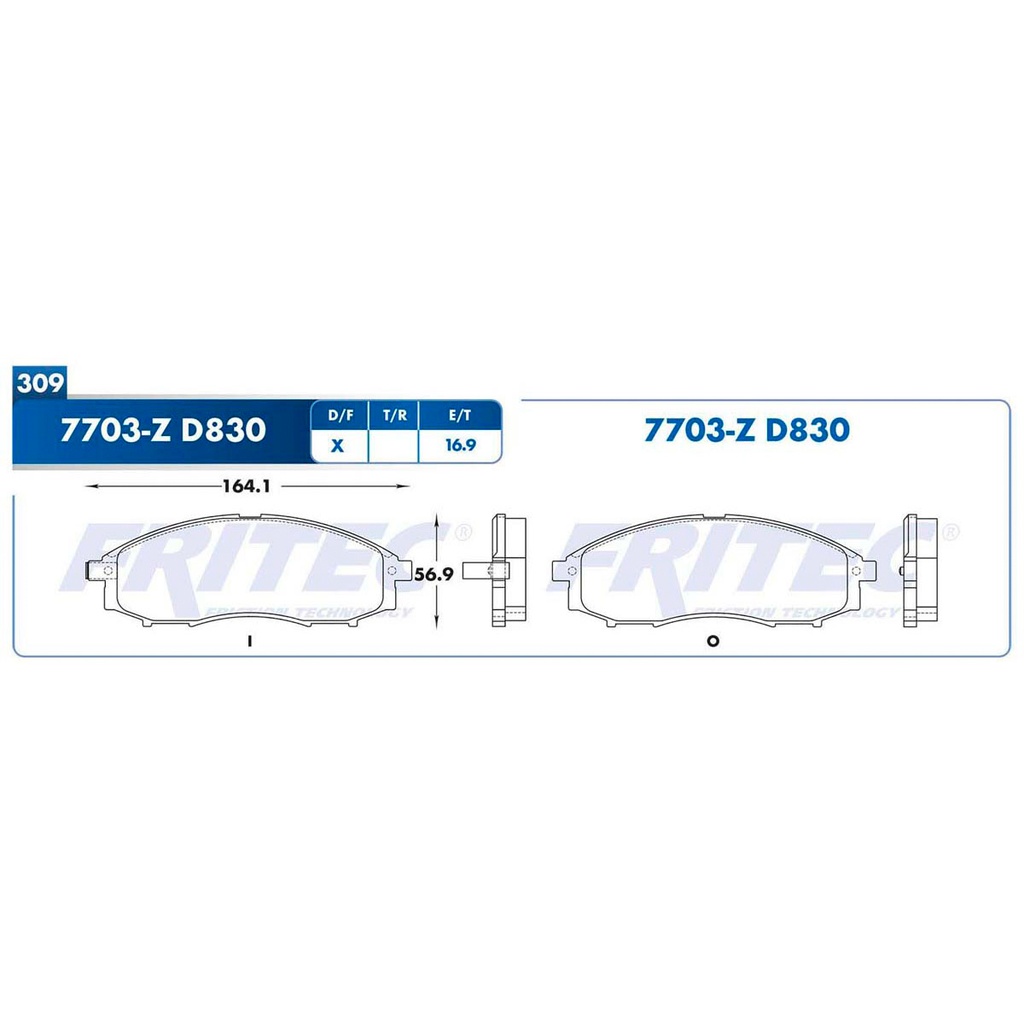 Pastilla para freno de disco Fritec. Formula Semimetallic Azul. Delantera Fritec M-7703-Z