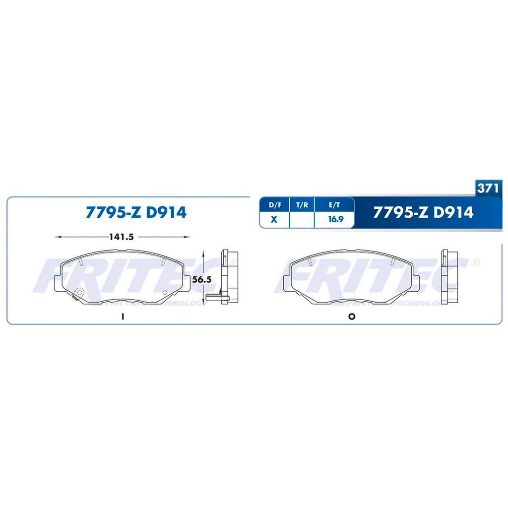 Pastilla para freno de disco Fritec. Formula Semimetallic Azul. Delantera Fritec M-7795-Z