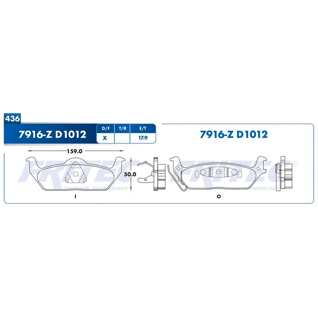 Pastilla para freno de disco Fritec. Formula Semimetallic Azul. Trasera Fritec M-7916-Z