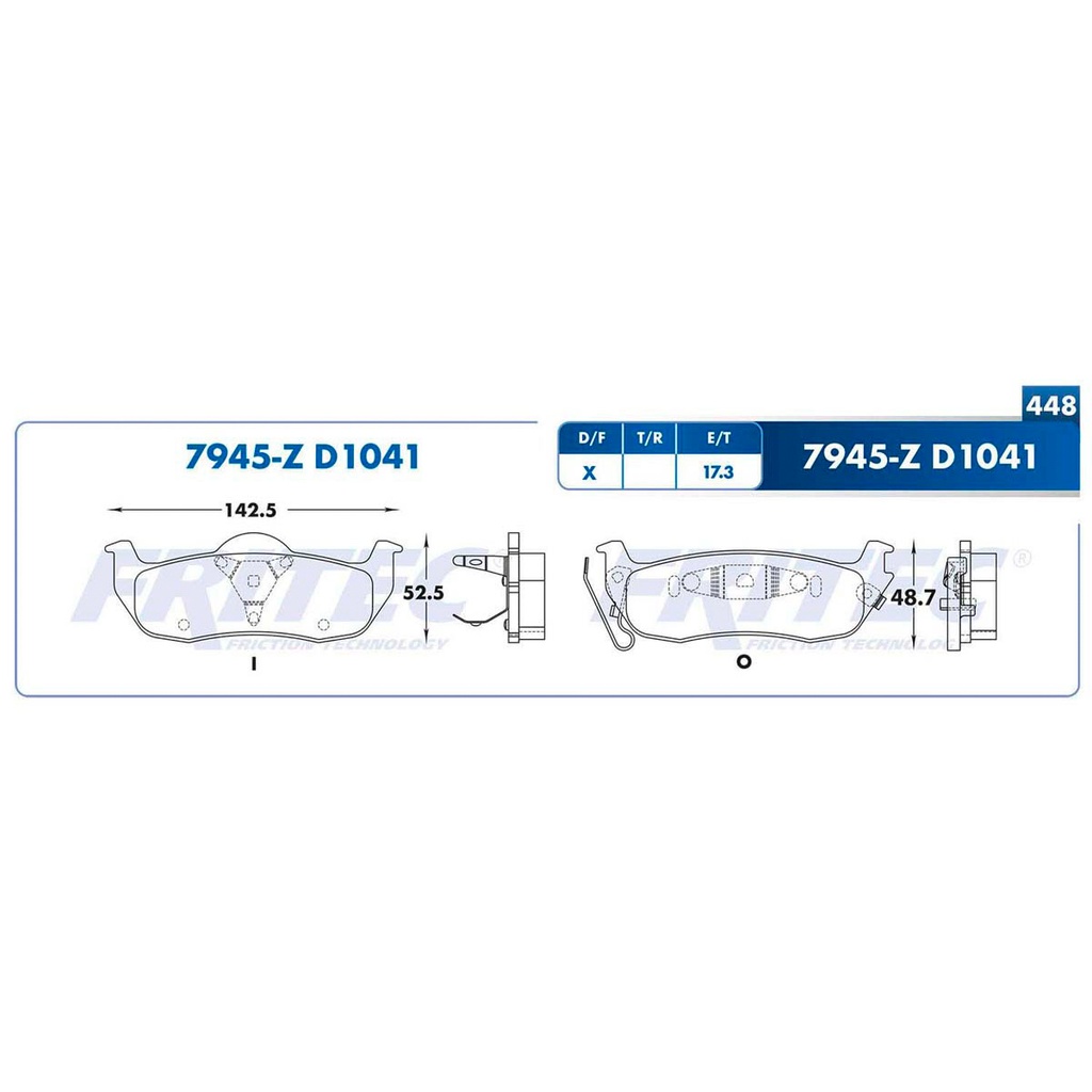 Pastilla para freno de disco Fritec. Formula Semimetallic Azul. Trasera Fritec M-7945-Z