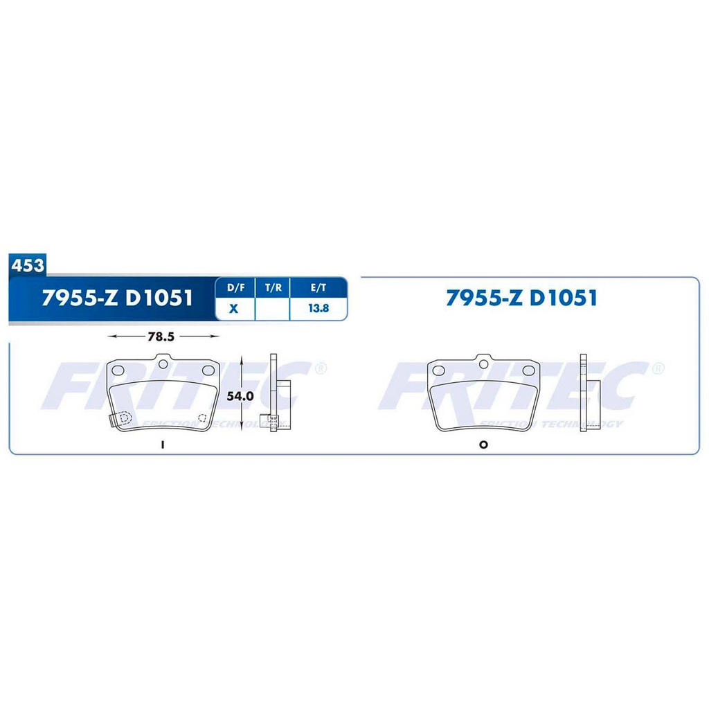 Pastilla para freno de disco Fritec. Formula Semimetallic Azul. Trasera Fritec M-7955-Z