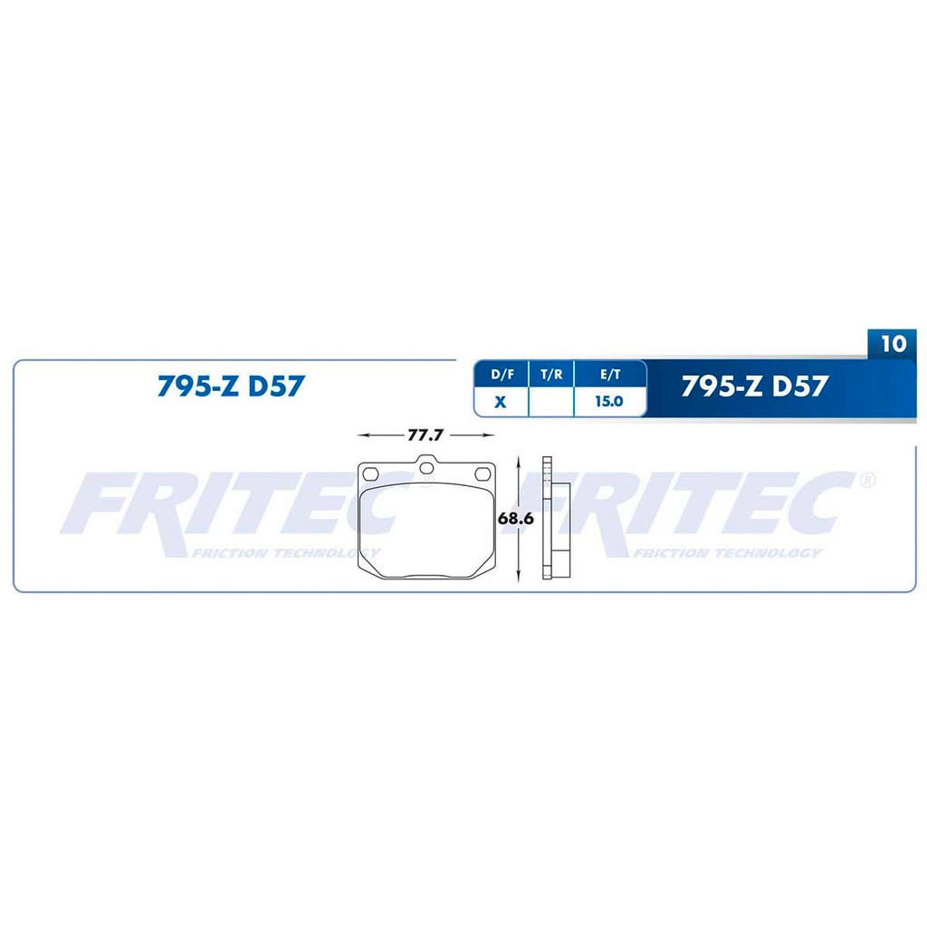 Pastilla para freno de disco Fritec. Formula Semimetallic Azul. Delantera Fritec M-795-Z