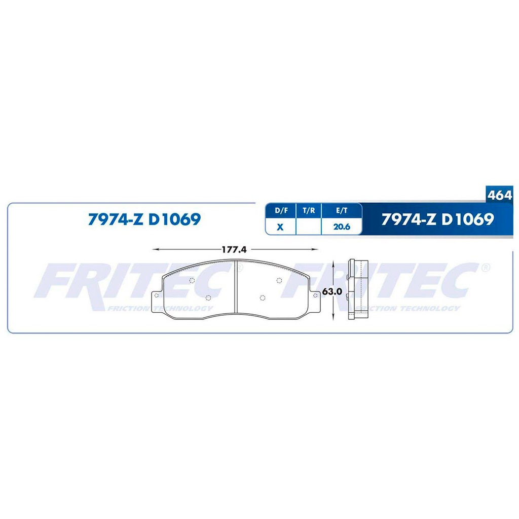 Pastilla para freno de disco Fritec. Formula Semimetallic Azul. Delantera Fritec M-7974-Z