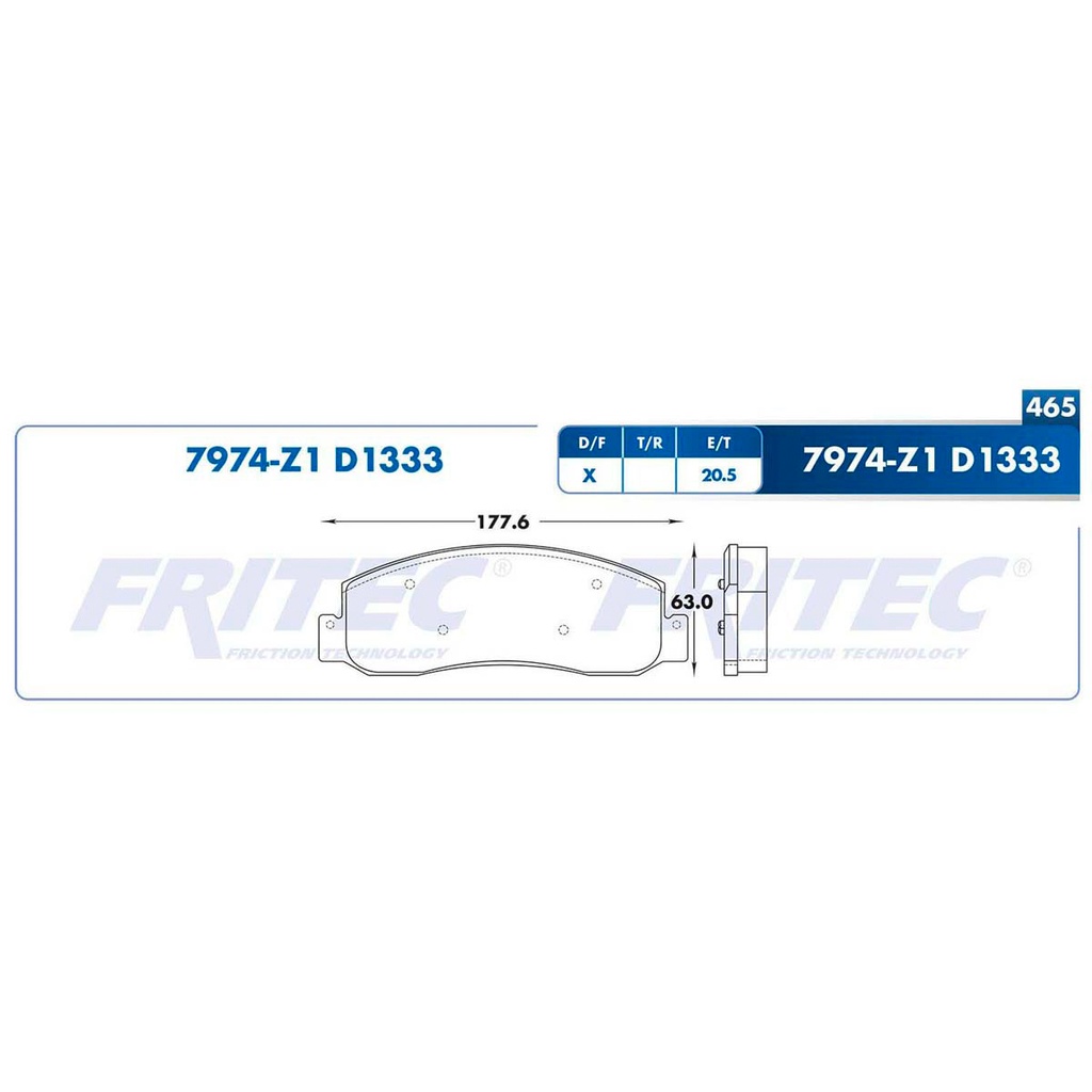 Pastilla para freno de disco Fritec. Formula Semimetallic Azul. Delantera Fritec M-7974-Z1