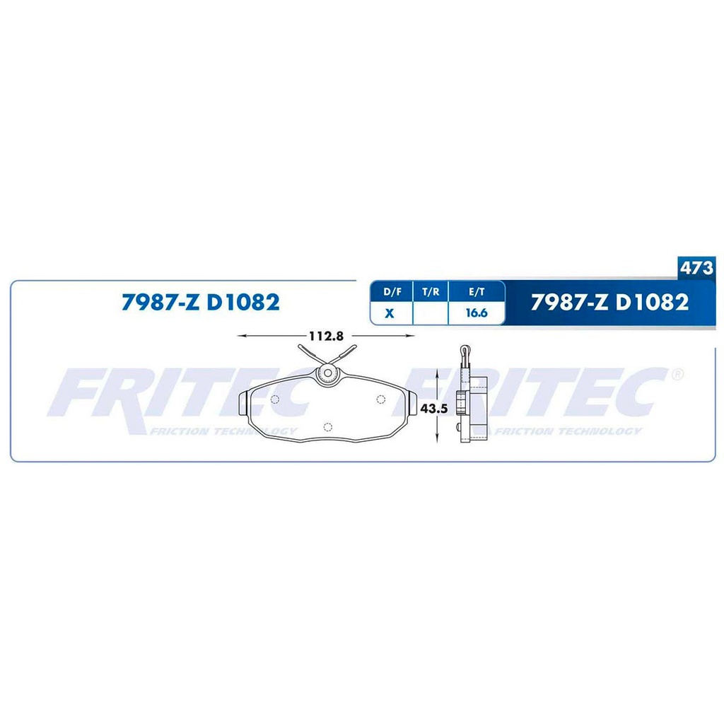 Pastilla para freno de disco Fritec. Formula Semimetallic Azul. Trasera Fritec M-7987-Z