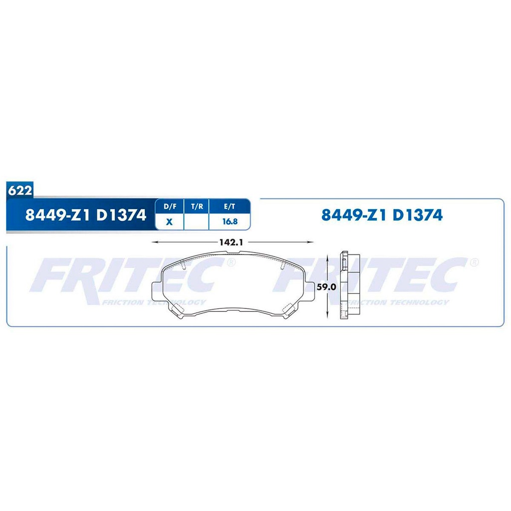 Pastilla para freno de disco Fritec. Formula Semimetallic Azul. Delantera Fritec M-8449-Z1