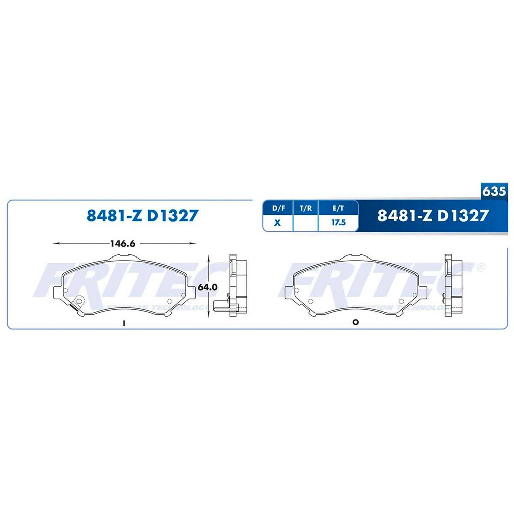 Pastilla para freno de disco Fritec. Formula Semimetallic Azul. Delantera Fritec M-8481-Z